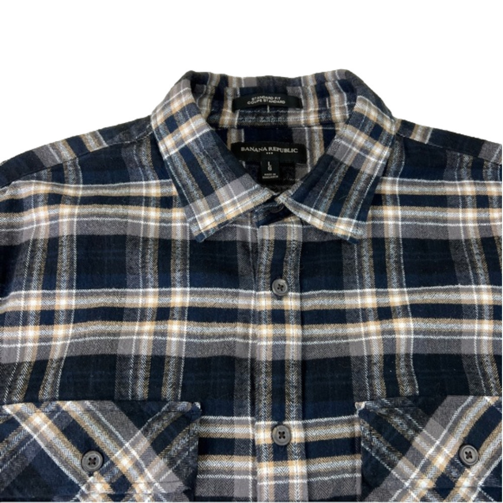Men's Banana Republic Factory Blue Flannel Shirt